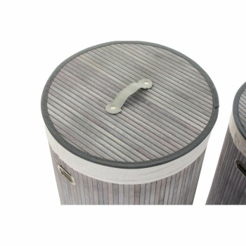 Set of Baskets DKD Home Decor Beige Grey Bamboo 38 x 38 x 60 cm 3 Pieces,,,