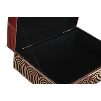 Lādīte DKD Home Decor Metāls Stikls Sarkans Bronza Koks MDF 25 x 18 x 10 cm (2 gb.),,,