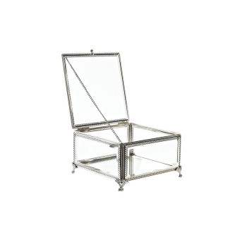 Lādīte DKD Home Decor Stikls Metāls 16 x 16 x 10 cm Sudrabains Caurspīdīgs,,,