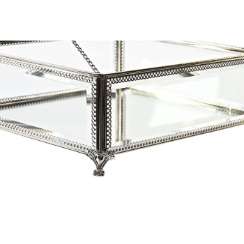 Lādīte DKD Home Decor Caurspīdīgs Sudrabains Metāls Stikls 25 x 21 x 10 cm,,,