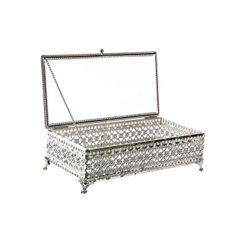 Lādīte DKD Home Decor Stikls Sudrabains Metāls (25,5 x 12,5 x 7,5 cm),,,