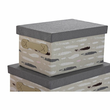 Saliekamo Organizējošo Kastu Komplekts DKD Home Decor Brūns Pelēks Oranžs 40 x 30 x 20 cm,,,