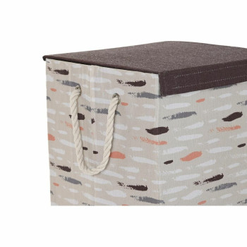 Veļas grozs DKD Home Decor Ar vāku 36 x 36 x 55 cm Pelēks Oranžs (3 gb.),,,