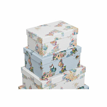 Saliekamo Organizējošo Kastu Komplekts DKD Home Decor Zils Balts Цветы Kartons (43,5 x 33,5 x 15,5 cm),,,
