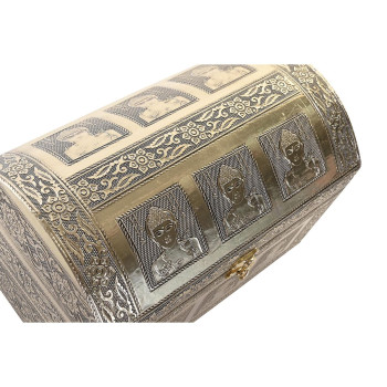 Lādīte DKD Home Decor 25 x 15,5 x 18 cm Šampanietis Bēšs Koks Alumīnijs,,,