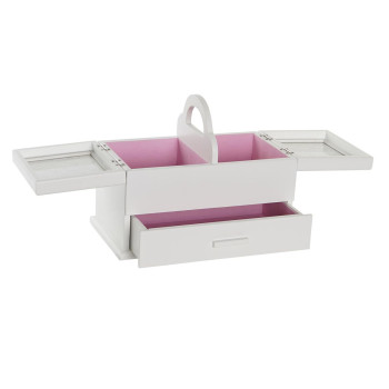 Lādīte DKD Home Decor 16 x 17 x 28 cm Balts Gaiši Rozā Koks MDF,,,