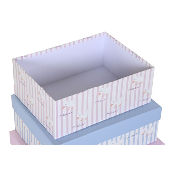 Saliekamo Organizējošo Kastu Komplekts DKD Home Decor Zils Rozā Kartons (43,5 x 33,5 x 15,5 cm),,,