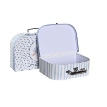 Dekoratīvās Kastes Komplekts DKD Home Decor 28 x 9,5 x 20 cm Zils Metāls Daudzkrāsains Kartons,,,