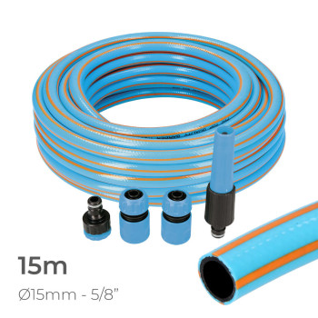 Набор шлангов с принадлежностями EDM 74107 PVC 5/8" 20 mm x 15 m Синий (15 m)