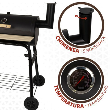 Coal Barbecue with Wheels Aktive Steel Plastic Enamelled Metal 106 x 106 x 61 cm Black,,,