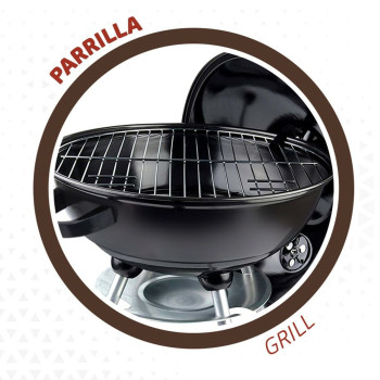 Coal Barbecue with Wheels Aktive Enamelled Metal 46 x 89 x 46 cm Black,,,