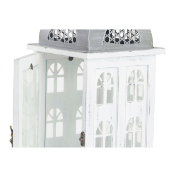 Žibintas DKD Home Decor Sendinta apdaila Balta Pilka Medžio Stiklas Viduržemio 19 x 19 x 51 cm,,,