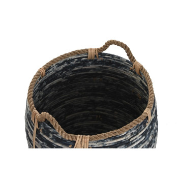 Krepšelio rinkinys DKD Home Decor Balta Juoda 56 x 56 x 60 cm 52 x 52 x 60 cm Plastmasinis (3 Dalys),,,
