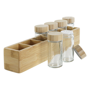 Bambuko prieskonių lentyna DKD Home Decor 32,5 x 6,5 x 6,5 cm