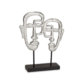 Decorative Figure Face Silver 27 x 32,5 x 10,5 cm (4 Units),,,