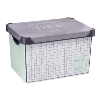 Sandėliavimo dėžutė su dangteliu Kipit Home Pilka Plastmasinis Grafinis popierius 22 L 29 x 23,5 x 39 cm (12 vnt.),,,