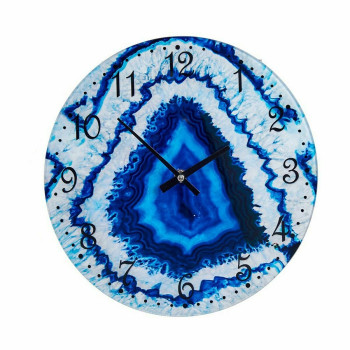 Wall Clock Marble Blue Crystal 30 x 4 x 30 cm (4 Units),,,