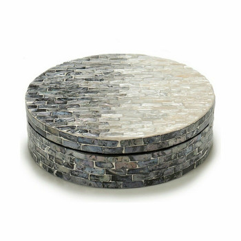 Dekoratyvinė spintelė Balta Juoda Sidabras Perlamutras drožlių plokštė 25 x 8,5 x 25 cm (4 vnt.),,,