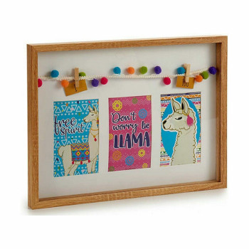 Wall photo frame Tassels Llama Multicolour Wood 30 x 3 x 41 cm (8 Units),,,
