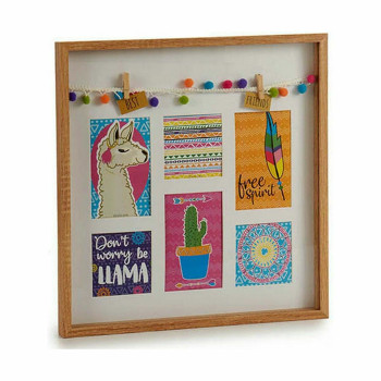 Wall photo frame Tassels Llama Multicolour Wood 40,5 x 3 x 40,5 cm (6 Units),,,