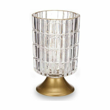 LED Lantern Transparent Golden Glass 10,7 x 18 x 10,7 cm (6 Units),,,