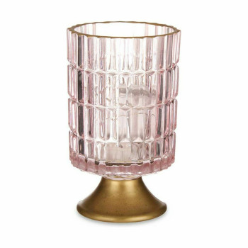 LED Lantern Pink Golden Glass 10,7 x 18 x 10,7 cm (6 Units),,,