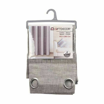 Curtain White Grey 140 x 0,1 x 260 cm (6 Units),,,