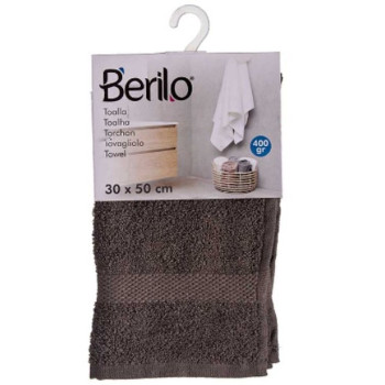 Vonios rankšluostis Berilo 89668 Pilka 80 % medvilnė 20 % Poliesteris 30 x 50 cm (12 vnt.),,,