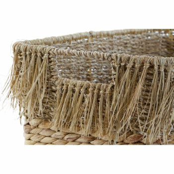 Basket set DKD Home Decor Brown Multicolour Natural Fringe 40 x 30 x 26 cm,,,