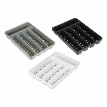 Virtuves Piederumu Organizators Kinvara CN19128-1 Balts Melns polipropilēns 22,5 x 4,5 x 32 cm (24 gb.)