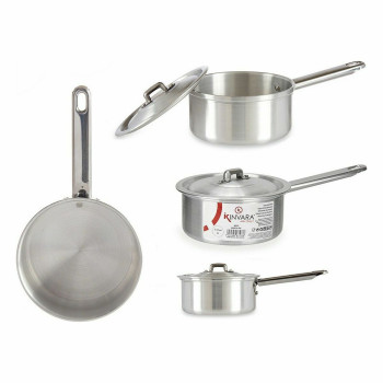Ковш с крышкой Kinvara 100018 Серебристый Алюминий Ø 14 cm 1 L (10 штук)