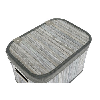 Basket set DKD Home Decor White Grey Bamboo MDF Wood 51 x 35 x 33 cm,,,