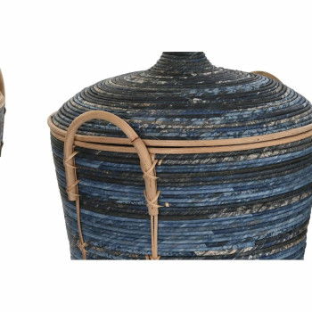 Basket set DKD Home Decor Blue Black (3 Pieces),,,