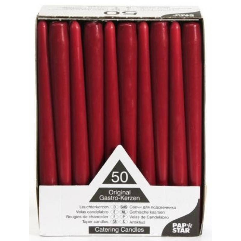 CANDLES 2.2x25CM, 50PC.., BORDO DEG 7ST., Pap Star