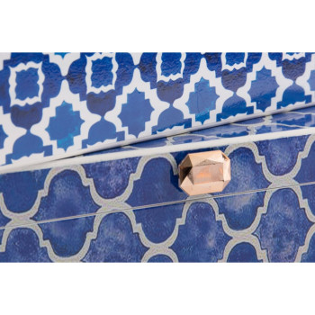 Dėžutė DKD Home Decor Mėlyna Tamsiai mėlyna Medžio 24 x 20 x 8 cm (2 vnt.),,,