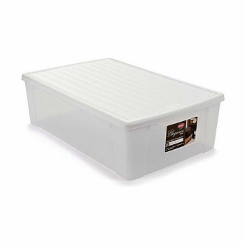 Storage Box with Lid Stefanplast Elegance White Plastic 38,5 x 17 x 59,5 cm (6 Units),,,