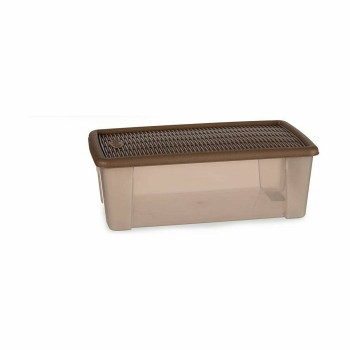 Storage Box with Lid Stefanplast Elegance Beige Plastic 5 L 19,5 x 11,5 x 33 cm (12 Units),,,