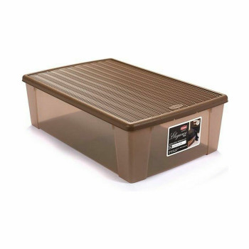 Storage Box with Lid Stefanplast Elegance Beige Plastic 38,5 x 17 x 59,5 cm (6 Units),,,