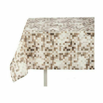 Dėmėms atspari staltiesė Kinvara CUADROS-B Rusvai gelsva Plona drobė Apsauga nuo dėmių Rėmeliai 140 x 180 cm (6 vnt.),,,