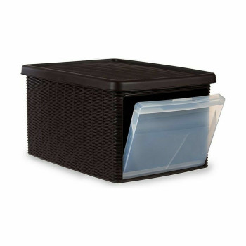 Storage Box with Lid Stefanplast Elegance Side Brown Plastic 29 x 21 x 39 cm (5 Units),,,