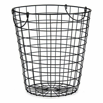 Basket Kinvara W5759-M Black Steel 30 x 30 x 30 cm With handles (8 Units),,,