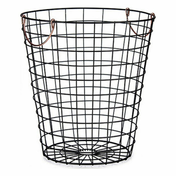 Basket Kinvara W5759M-CH Black Steel 30 x 30 x 30 cm With handles (12 Units),,,
