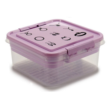 Jewelry box Purple Transparent Plastic 24,5 x 11,5 x 26 cm (12 Units),,,