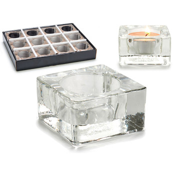 Candleholder Transparent Glass 6 x 3 x 6 cm (12 Units),,,