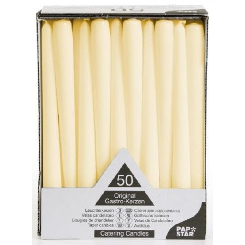 CANDLES 2.2x25CM, 50PC.., ŠAMPANIEŠA KRĀSĀ DEG 7ST., Pap Star