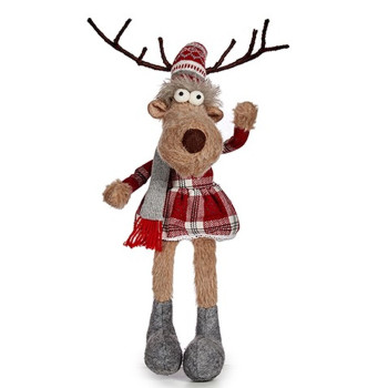 Decorative Figure Krist+ FG31-9592B White Brown Red Grey Deer 17 x 15 x 60 cm (4 Units),,,