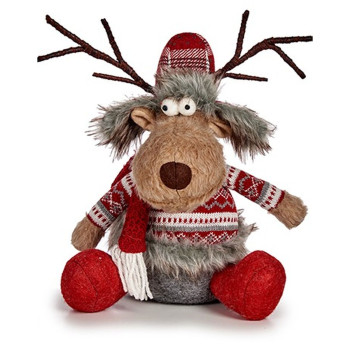 Decorative Figure Krist+ FG31-9590A White Brown Red Grey Deer 17 x 30 x 27 cm (4 Units),,,