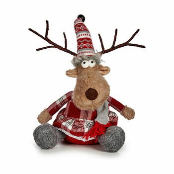Decorative Figure Krist+ FG31-9590B White Brown Red Grey Deer 16 x 30 x 30 cm (4 Units),,,