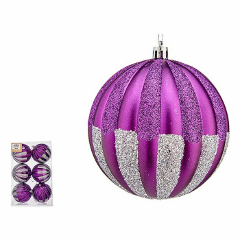 Kalėdinių kamuoliukų rinkinys Krist+ 00858 Purpurinė Sidabras PVC 10 cm (6 vnt.),,,