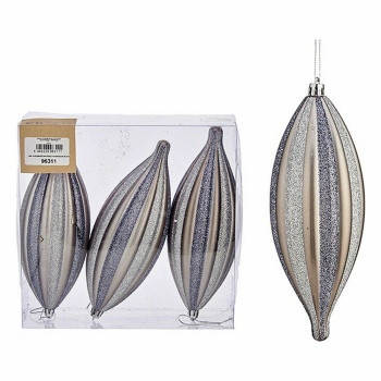 Kalėdinių papuošimų rinkinys Krist+ 00906 Sidabras PVC Išskleistas 3 x 3 x 18 cm (12 vnt.),,,